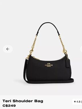 Coach Black Shoulder Bag with Gold Hardware